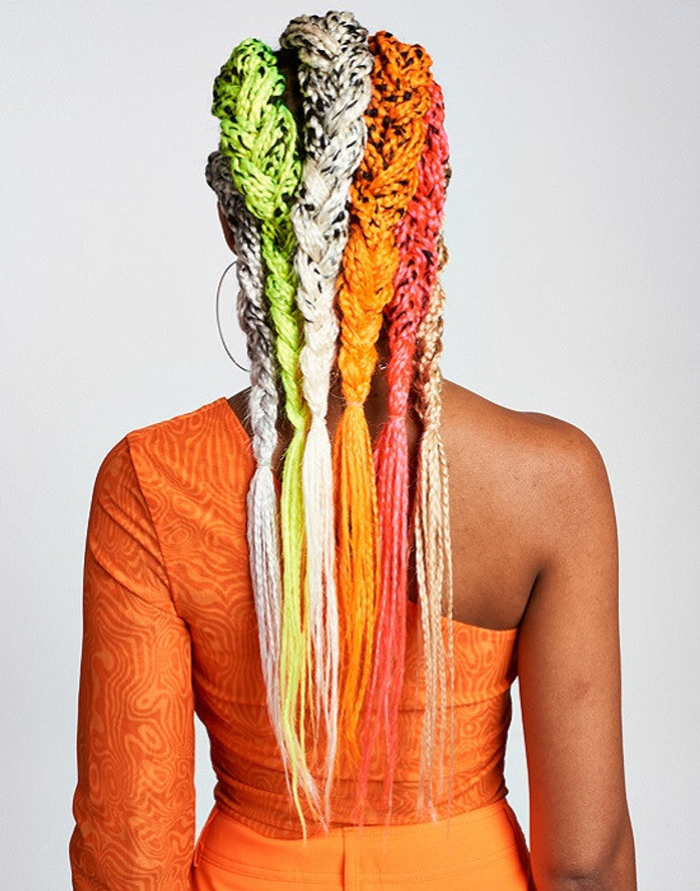 Nodzoku Loop.”Braid” #ORANGE X-pression Ultra Braid, COLOR:orange Plaukų pluoštai
