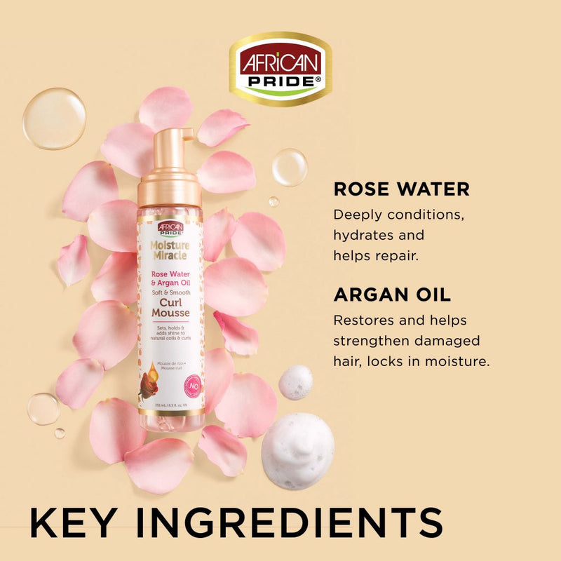 African Pride Moisture Miracle Rose Water & Agran Oil Mousse 8.5oz
