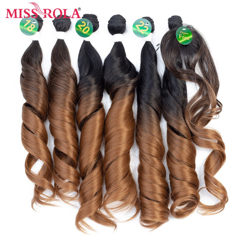 Miss Rola B-Romance Curl + Closure Weaves Synthetic Bundles Hair Extensions
