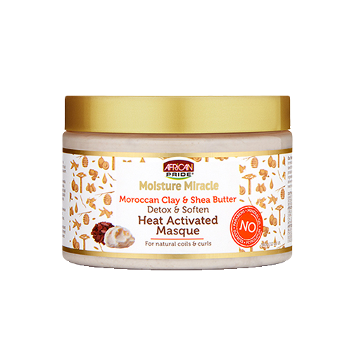 African Pride Moisture Miracle Moroccan Clay & Shea Butter Heat Activated Masque 12oz