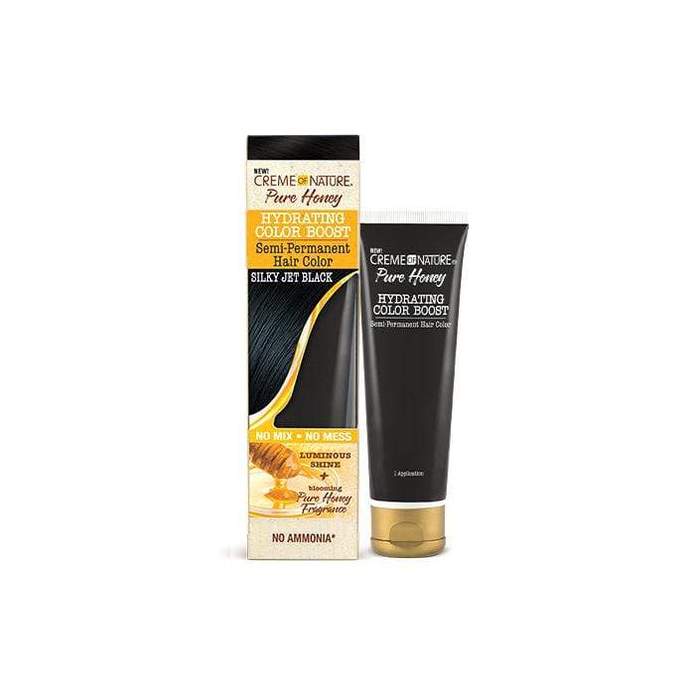 Creme Of Nature Pure Honey Hydrating Color Boost Semi-Permanent Hair Color - Silky Jet Black