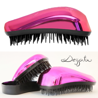 Dessata Bright Hair Detangling Brush. Chrome Fuchsia