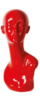 Sleek Long Red Mannequin Head