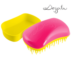 Dessata Mini Detangling Brush. Fuchsia & Yellow