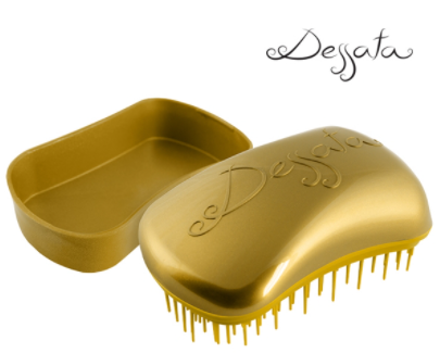 Dessata Mini Detangling Brush. Gold & Gold