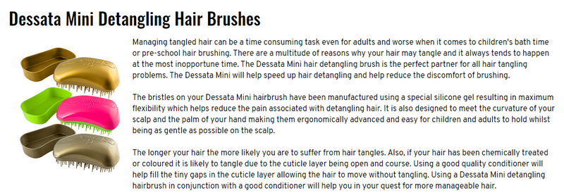 Dessata Mini Detangling Brush. Turquoise & Fuchsia