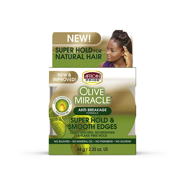 African Pride Olive Miracle Anti-Breakage Super hold & Smooth Edge 64g