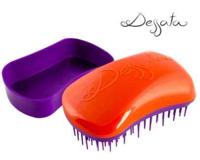 Dessata Mini Detangling Brush. Orange & Purple