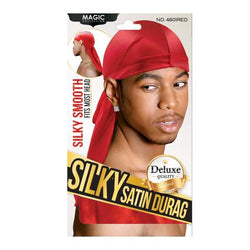 Magic Collection Men's Silky Satin Cotton Durag Red - 4801RED