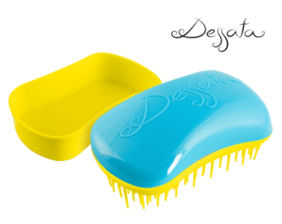 Dessata Mini Detangling Brush. Turquoise & Yellow