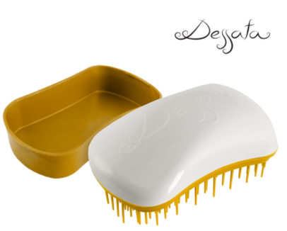 Dessata Mini Detangling Brush. White & Gold