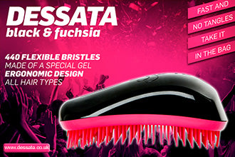 Dessata Mini Hair Detangling Brush Black & Fuchsia