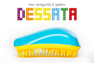 Dessata Mini Detangling Brush. Turquoise & Yellow