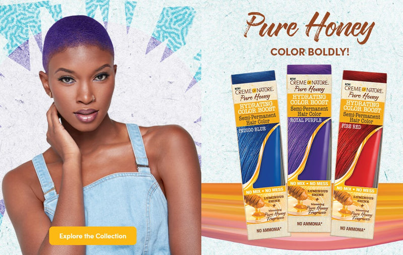 Creme Of Nature Pure Honey Hydrating Color Boost Semi-Permanent Hair Color - Royal Purple